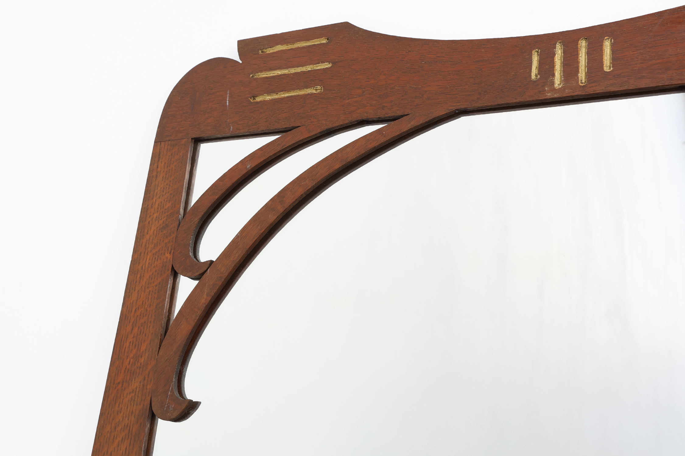 Art Nouveau Mirror in Oak with Gilded Inlay, France ca. 1915thumbnail